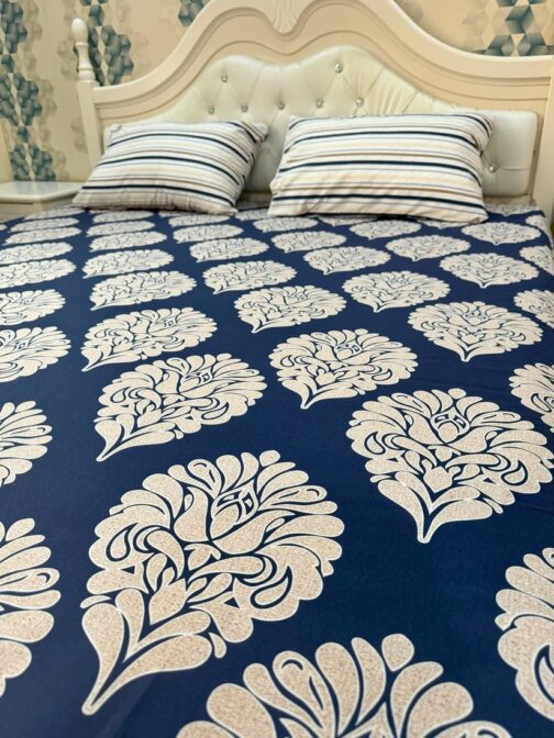 Premium King Cotton Bed Sheet Set 3 Pcs (Design BZF - 516) - Image 3