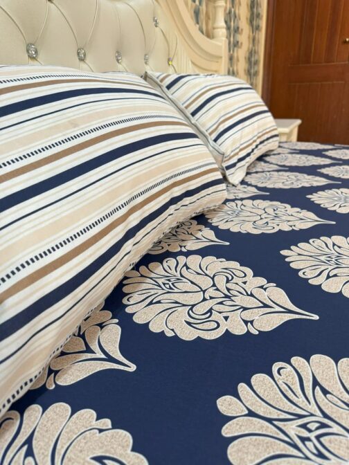 Premium King Cotton Bed Sheet Set 3 Pcs (Design BZF - 516) - Image 2