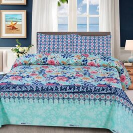 Premium King Cotton Bed Sheet Set 3 Pcs (Design BZF - 522)