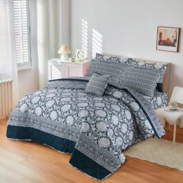 King Size Cotton Comforter Set (7 Pcs) {Design SJC – 1157}