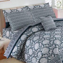 King Size Cotton Comforter Set (7 Pcs) {Design SJC – 1157}