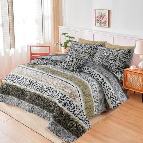 King Size Cotton Comforter Set (7 Pcs) {Design SJC - 1164}