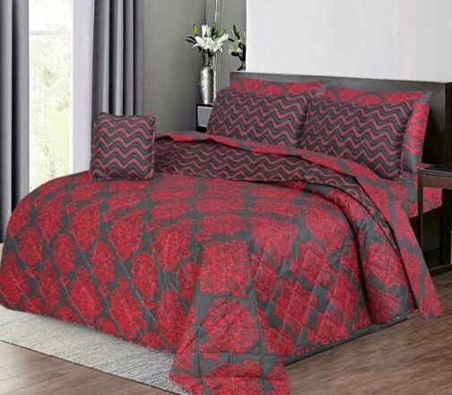 King Size Cotton Comforter Set (7 Pcs) {Design SJC - 1163}