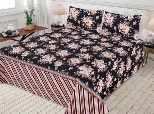 Premium King Cotton Bed Sheet Set 3 Pcs (Design BZF - 541)