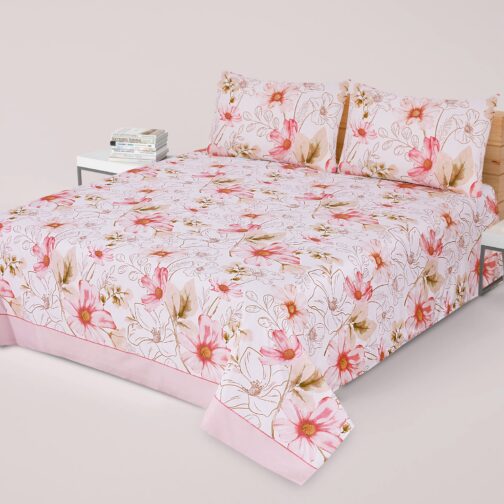 Premium King Cotton Bed Sheet Set 3 Pcs (Design BZF - 559)