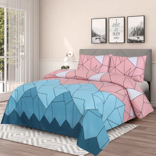 Premium King Cotton Bed Sheet Set 3 Pcs (Design BZF - 586)