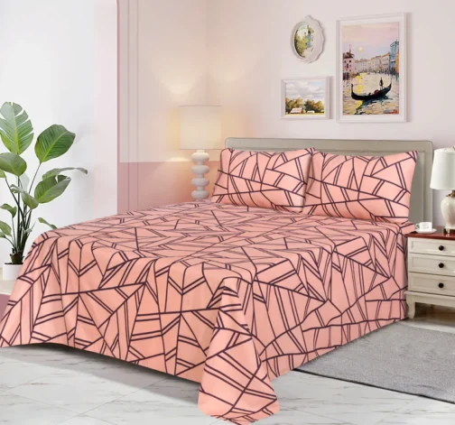 Premium King Cotton Bed Sheet Set 3 Pcs (Design BZF - 580)