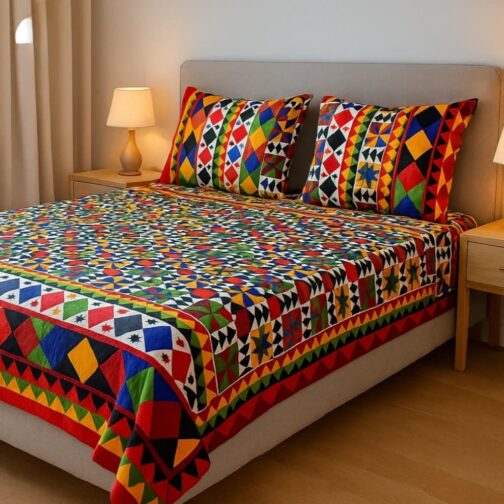 Premium King Cotton Bed Sheet Set 3 Pcs (Design BZF - 575)