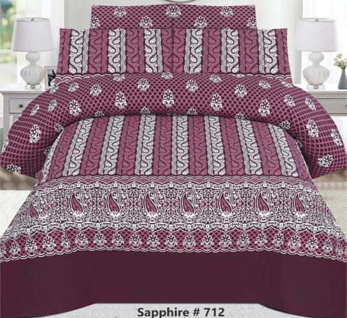 Premium King Cotton Bed Sheet Set 3 Pcs (Design BZF - 567)