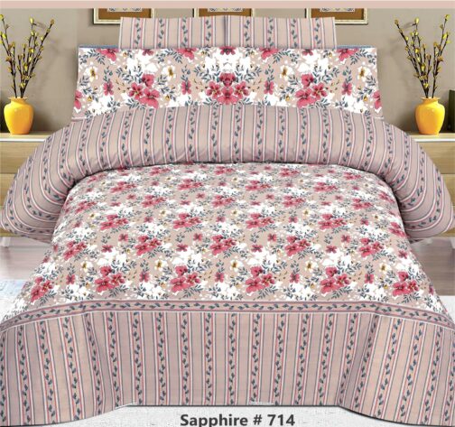 Premium King Cotton Bed Sheet Set 3 Pcs (Design BZF - 565)