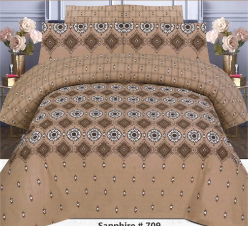 Premium King Cotton Bed Sheet Set 3 Pcs (Design BZF - 562)