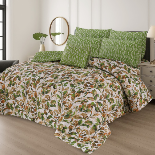 King Size Cotton Comforter Set (7 Pcs) {Design SJC - 1171}