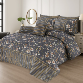 King Size Cotton Comforter Set (7 Pcs) {Design SJC - 1173}