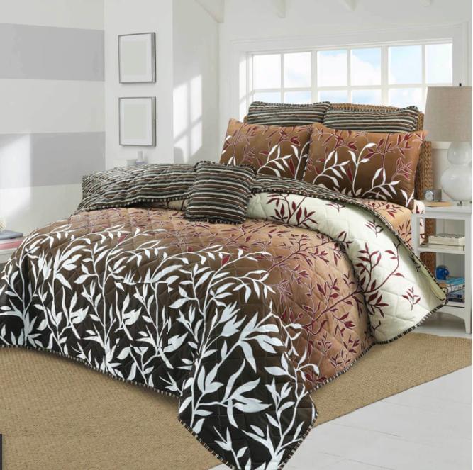 King Size Cotton Comforter Set (7 Pcs) {Design SJC-020}