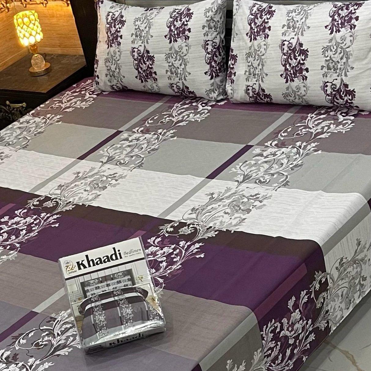 KHADDI - King Cotton Bed Sheet Set 3 Pcs (Design BZF - 343)