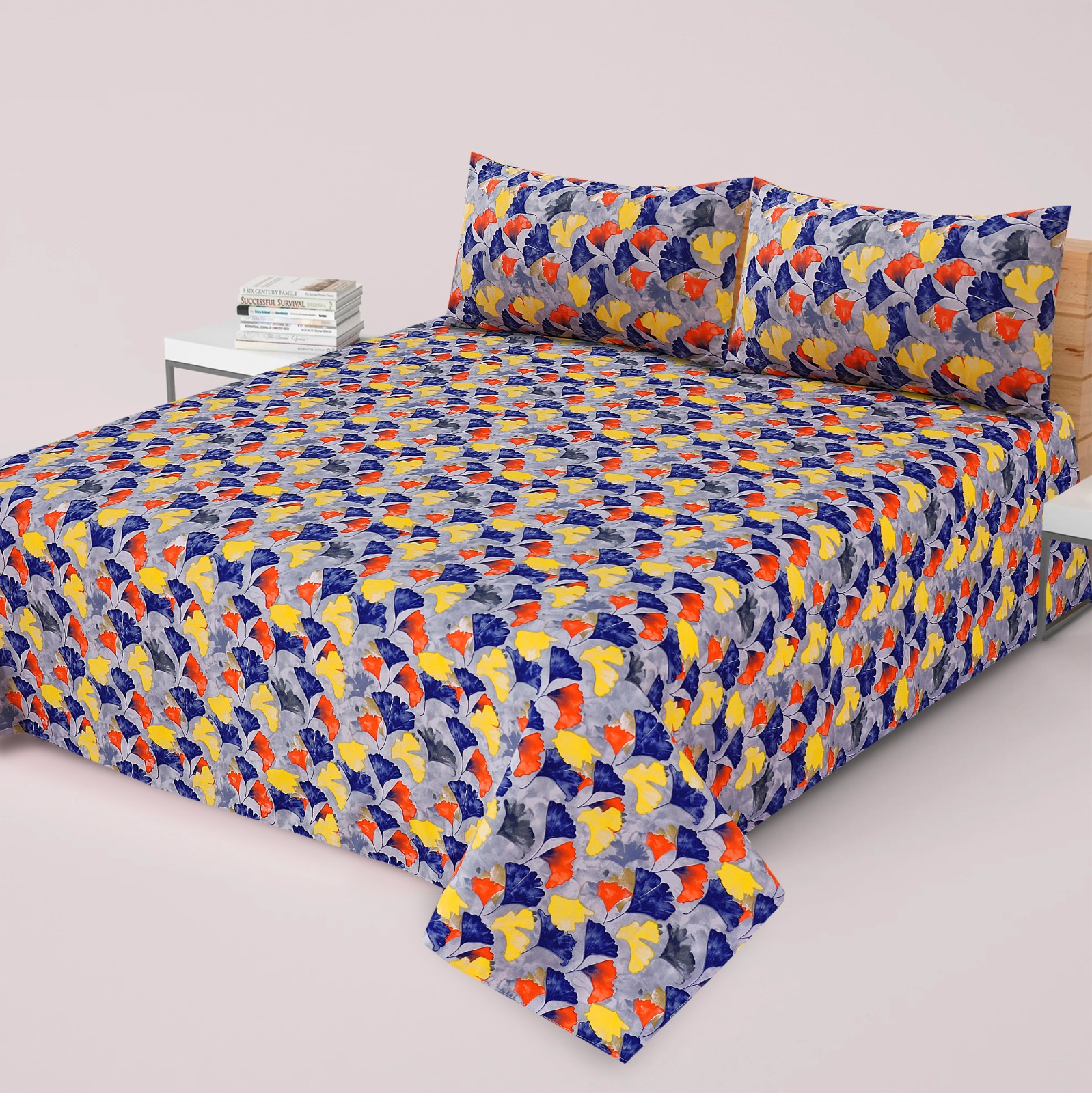 Premium King Cotton Bed Sheet Set 3 Pcs (Design BZF - 589)